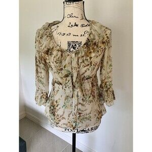 Nine West Chiffon Floral Blouse Size 2